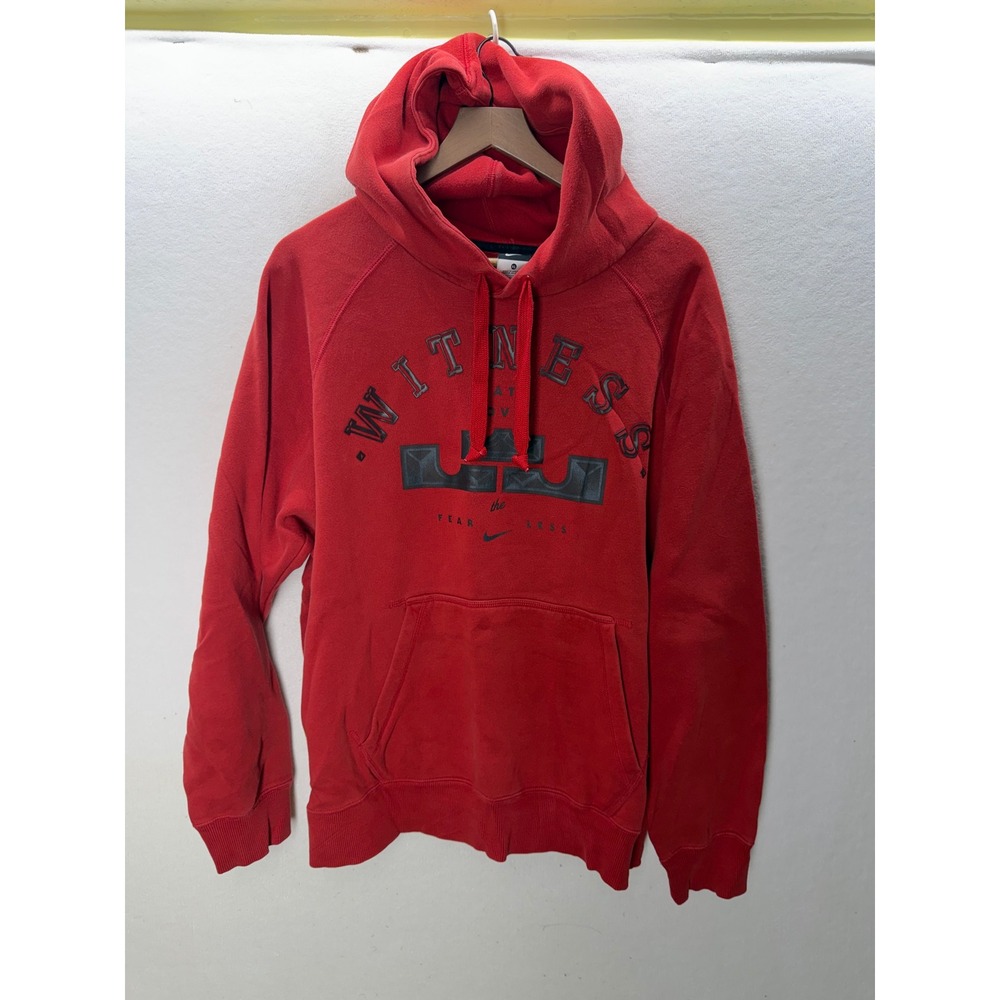 Nike LeBron James Hoodie Mens XL Red Witness Fate Loves The Fearless 3593